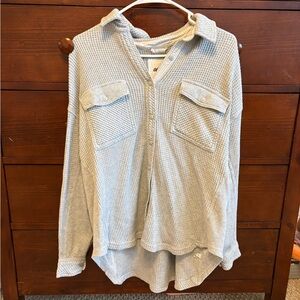 Aerie by American Eagle Light Gray Lumber Jane Shirt